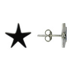 Les poulettes bijoux - boucles d'oreilles argent etoile et nacre - classics - noir