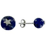 Les poulettes bijoux - boucles d'oreilles argent etoile et perle facett�e de lapis l