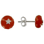 Les poulettes bijoux - boucles d'oreilles argent etoile et perle facett�e d'onyx rou