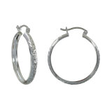 Les poulettes bijoux - boucles d'oreilles argent fines cr�oles facett�es