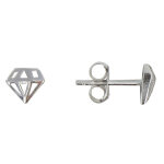 Les poulettes bijoux boucles d'oreilles argent forme diamant