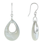 Les poulettes bijoux boucles d'oreilles argent goutte ajour�e de nacre ivoire