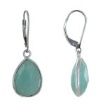 Les poulettes bijoux - boucles d'oreilles argent goutte d'amazonite facett�e