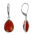 Les poulettes bijoux - boucles d'oreilles argent goutte de cornaline facett�e