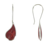 Les poulettes bijoux - boucles d'oreilles en argent et goutte couleur corail