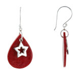 Les poulettes bijoux - boucles d'oreilles argent goutte couleur corail et etoiles