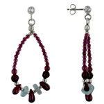 Les poulettes bijoux - boucles d'oreilles argent goutte de grenat et p�pites de lari