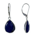 Les poulettes bijoux - boucles d'oreilles argent goutte de lapis lazuli facett�e