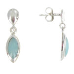 Les poulettes bijoux - boucles d'oreilles argent gouttes de larimar