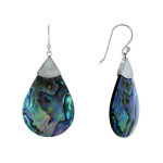 Les poulettes bijoux - boucles d'oreilles argent goutte de nacre abalone
