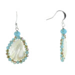 Les poulettes bijoux - boucles d'oreilles argent goutte de nacre perles de verre fac