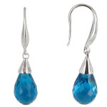 Les poulettes bijoux - boucles d'oreilles argent goutte de zirconium bleu azur