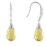 Les poulettes bijoux boucles d'oreilles argent goutte de zirconium facett�e jaune