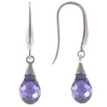 Les poulettes bijoux - boucles d'oreilles argent goutte de zirconium facett�e violet
