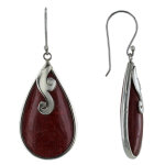 Les poulettes bijoux - boucles d'oreilles en argent grande goutte couleur corail