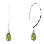 Les poulettes bijoux - boucles d'oreilles argent grande goutte de zirconium facett�e