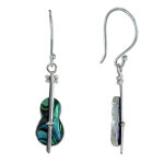 Les poulettes bijoux - boucles d'oreilles argent guitare de nacre abalone