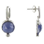 Les poulettes bijoux - boucles d'oreilles argent joyau oeil de chat et strass - clas