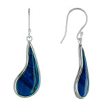 Les poulettes bijoux - boucles d'oreilles argent larme nacre abalone bleue
