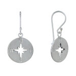 Les poulettes bijoux boucles d'oreilles argent m�daille ronde rose des vents ajour�e