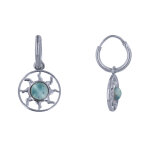 Les poulettes bijoux boucles d'oreilles argent mini cr�oles m�daille ronde soleil aj
