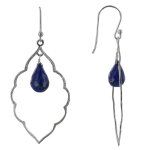 Les poulettes bijoux - boucles d'oreilles argent nuage et goutte de lapis lazuli fac