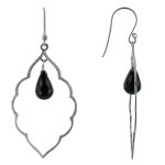 Les poulettes bijoux - boucles d'oreilles argent nuage et goutte d'onyx noire facett