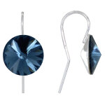 Les poulettes bijoux - boucles d'oreilles argent orn� d'un cristal rond - bleu navy