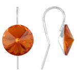 Les poulettes bijoux boucles d'oreilles argent orn� d'un cristal rond - orange