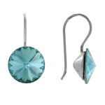 Les poulettes bijoux boucles d'oreilles argent orn� d'un cristal rond - turquoise