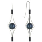 Les poulettes bijoux - boucles d'oreilles argent et argent oxyd� lanterne et perle n