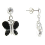 Les poulettes bijoux - boucles d'oreilles argent papillon r�sine noire