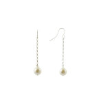 Les poulettes bijoux - boucles d'oreilles argent et perle blanche pendante 9 mm
