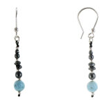 Les poulettes bijoux - boucles d'oreilles argent perles d'h�matite et de larimar