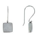 Les poulettes bijoux - boucles d'oreilles en argent et petit carr� de nacre