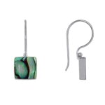 Les poulettes bijoux - boucles d'oreilles en argent et petit carr� de nacre abalone