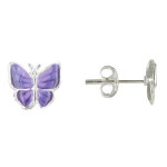 Les poulettes bijoux - boucles d'oreilles argent petit papillon des iles �maill� - c