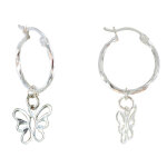 Les poulettes bijoux - boucles d'oreilles argent petites cr�oles et papillon ajour�