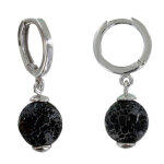 Les poulettes bijoux - boucles d'oreilles argent petites cr�oles et perle d'agate no