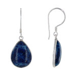 Les poulettes bijoux boucles d'oreilles argent petite goutte coquillage teint� bleu