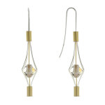 Les poulettes bijoux - boucles d'oreilles argent et plaqu� or lanterne et cristal -