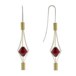 Les poulettes bijoux - boucles d'oreilles argent et plaqu� or lanterne et cristal -
