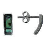 Les poulettes bijoux - boucles d'oreilles argent rectangle incurv� nacre abalone