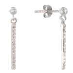 Les poulettes bijoux - boucles d'oreilles argent rhodi� barrette de strass