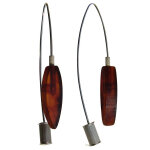 Les poulettes bijoux - boucles d'oreilles argent rhodi� et leurs calissons d'ambre c