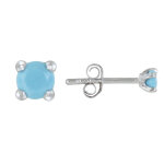 Les poulettes bijoux - boucles d'oreilles argent rhodi� clous perle turquoise