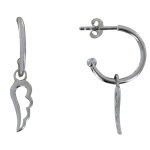 Les poulettes bijoux - boucles d'oreilles argent rhodi� demi cr�oles et ailes d'ange