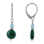 Les poulettes bijoux boucles d'oreilles argent rhodi� dormeuse rondelle de larimar e