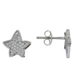 Les poulettes bijoux - boucles d'oreilles argent rhodi� etoile de strass