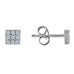 Les poulettes bijoux boucles d'oreilles argent rhodi� petit carr� de strass